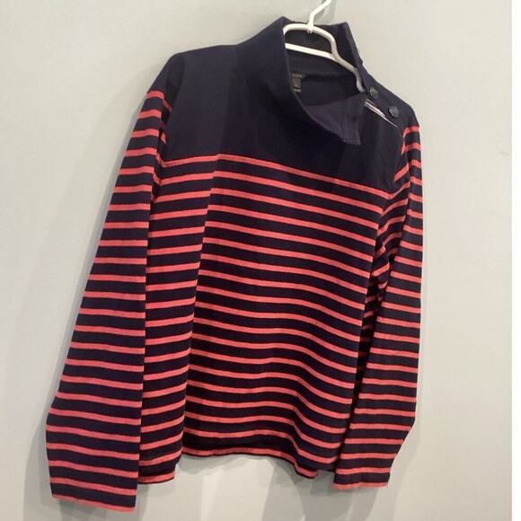J.Crew Womens Popover Plus Size XXL Navy Blue Striped Sweater Nautical Preppy - Picture 3 of 13